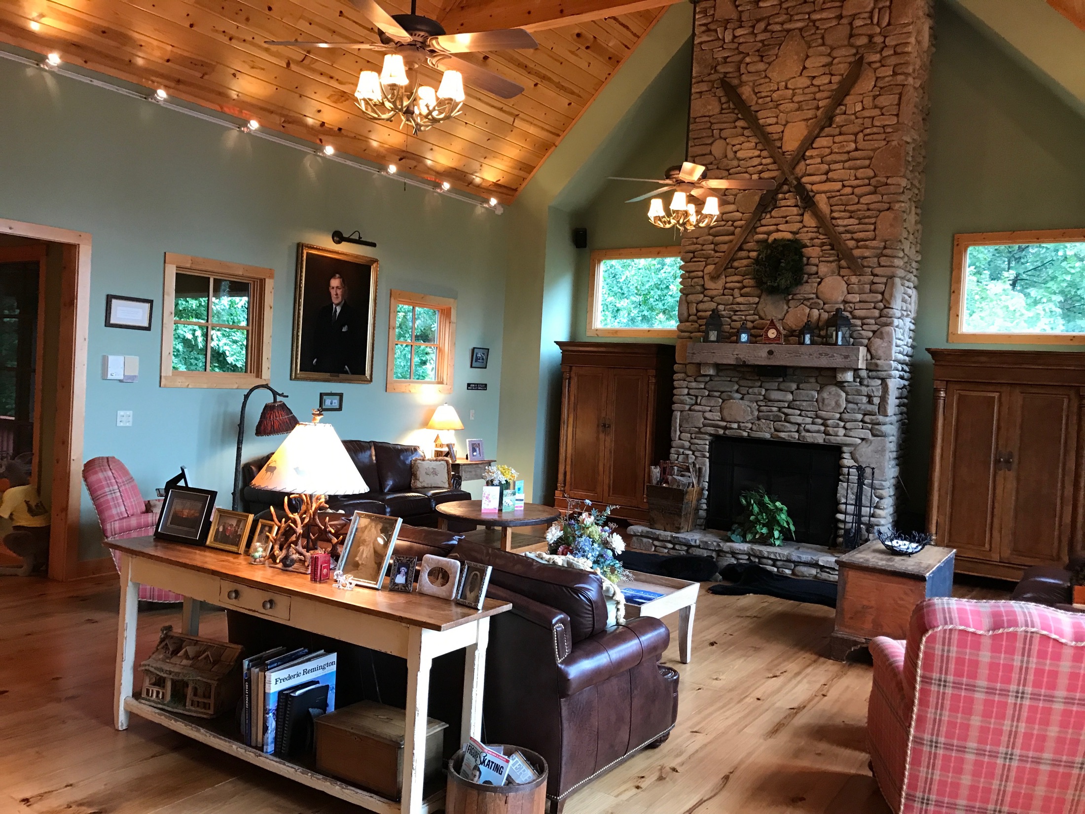 Timber and stone great room